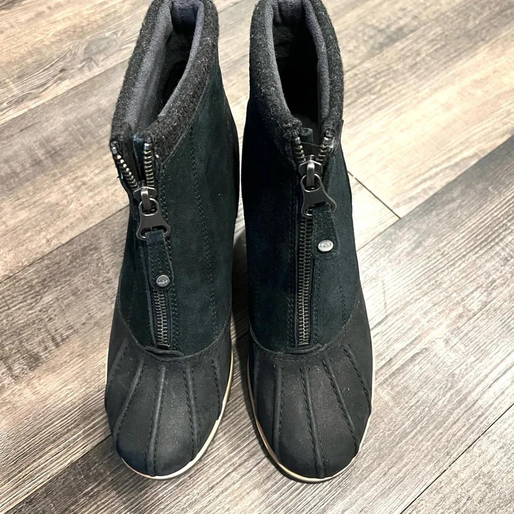 UGG Black Wedge Winter Boots - Picture 4 of 11